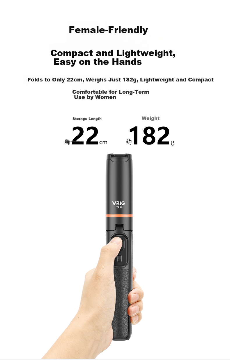 VRIG TP-19 VIVO X300 Pro Bluetooth Remote Extended Tripod Selfie Stick Phone Holder Travel Outdoor Live Streaming Vlog Photography iPhone 17 Stand Accessory 5
