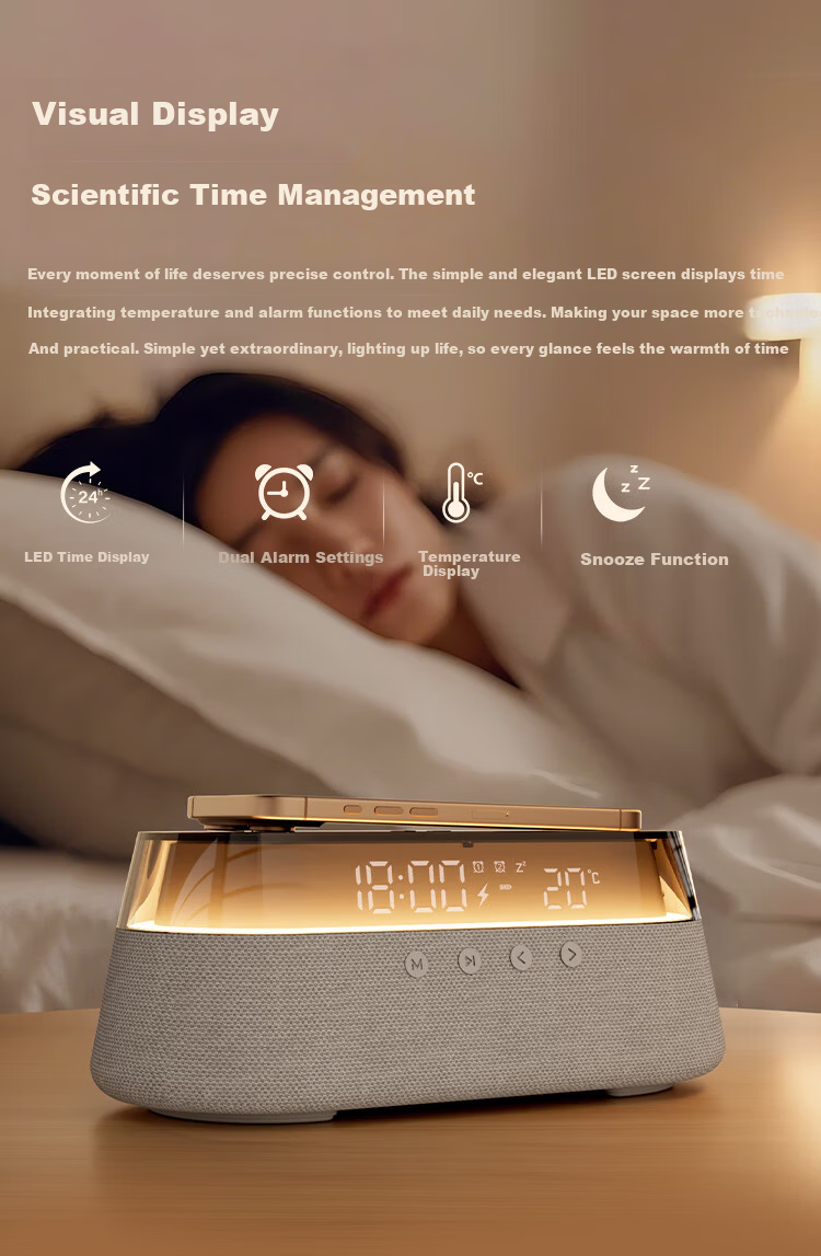 Kuangxiang Bluetooth Speaker Wireless Phone Charging Desktop Bedside Alarm Clock Outdoor Portable Computer Ambient Night Light Speaker Birthday Gift for Girlfriend and Boyfriend 7