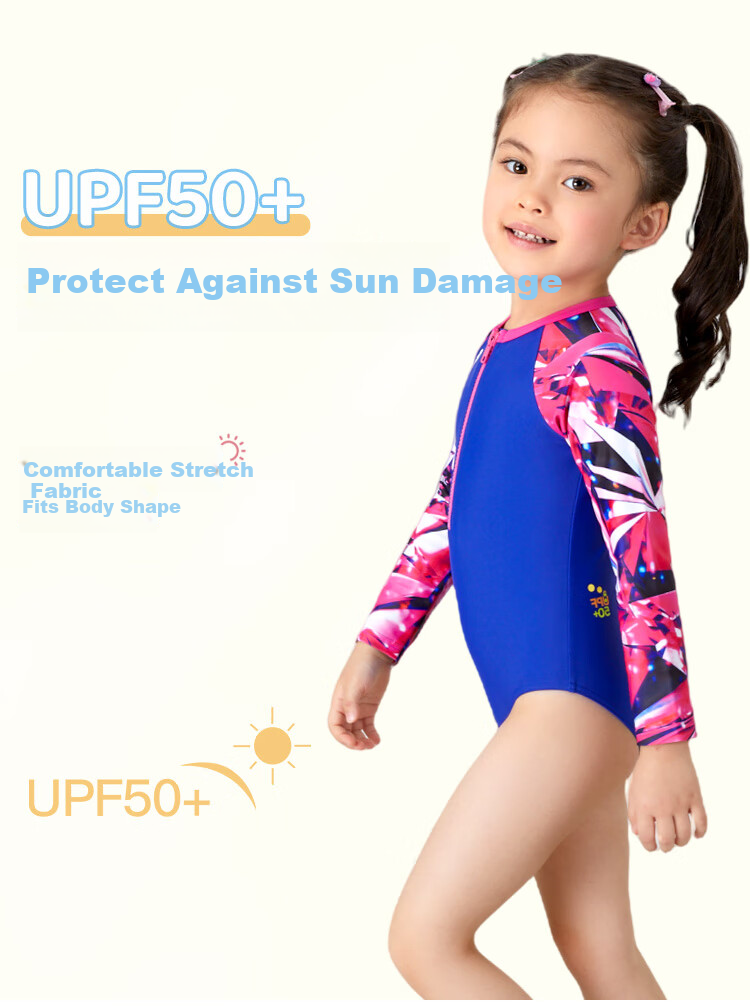 Arena Kids Girls Long Sleeve Triangle One-Piece Swimsuit UV Protection Quick-Dry Comfortable Chlorine-Resistant High Elasticity Sport Fit 5