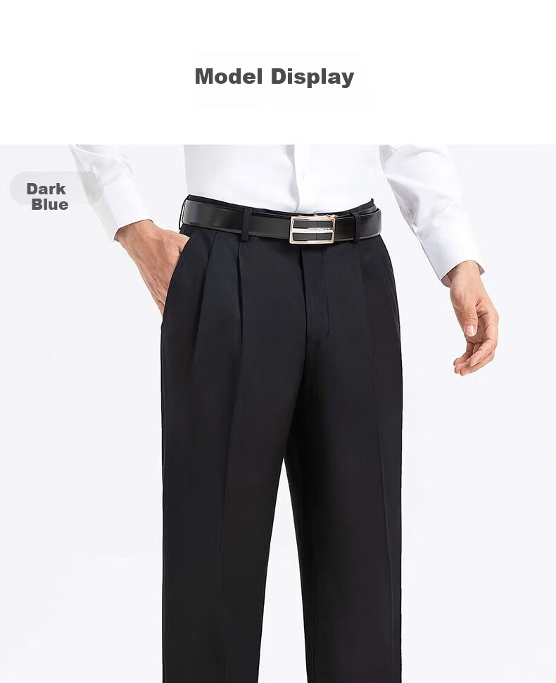 Langdeng Business Men's Formal Dress Pants Spring Autumn New Easy-Care Straight Slim Fit Commuter Suit Trousers for Men 12