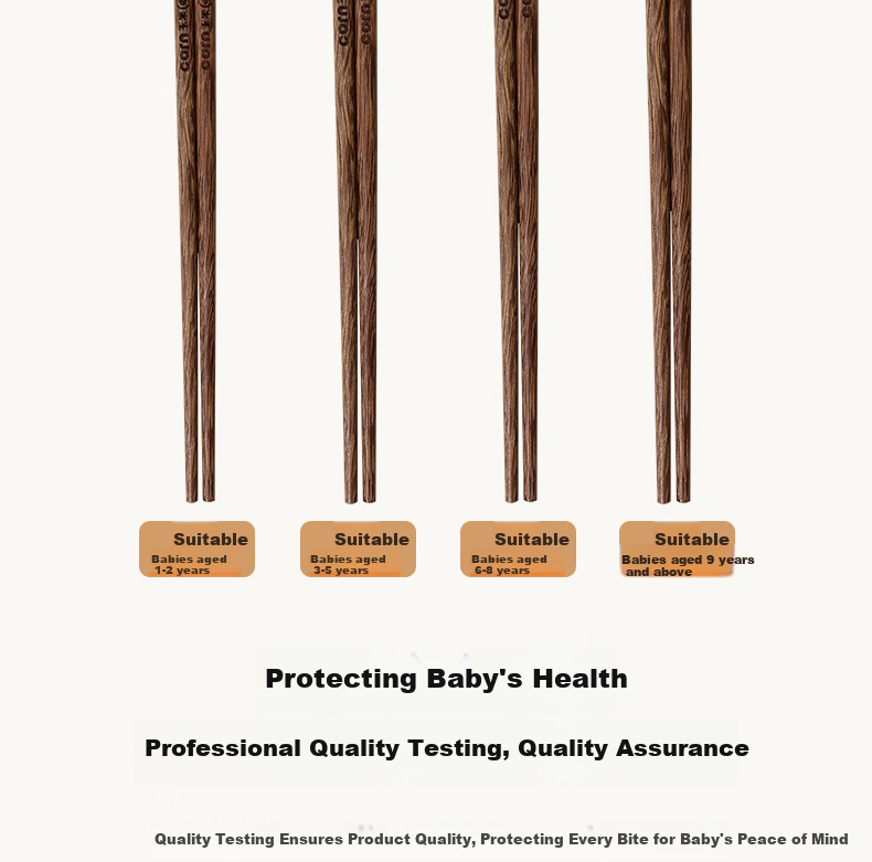 CORN Children's Chopsticks Household Solid Wood Non-Painted Non-Waxed Short Chopsticks for Kids Kindergarten Baby Learning Chopsticks 15