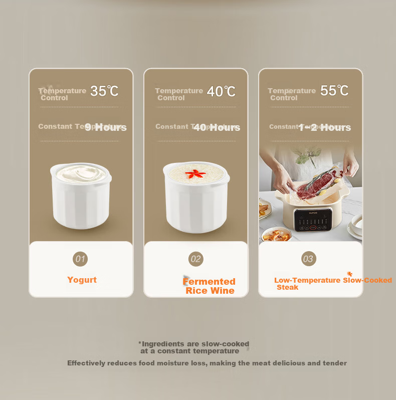 SUPOR Electric Stew Pot, Water Bath Stewing Cooker, Household Porridge and Soup Pot, Bird's Nest Stew Pot with White Ceramic Inner Pot, Steaming and Stewing DZ25FC859 2.5L Multifunctional Cooker 11