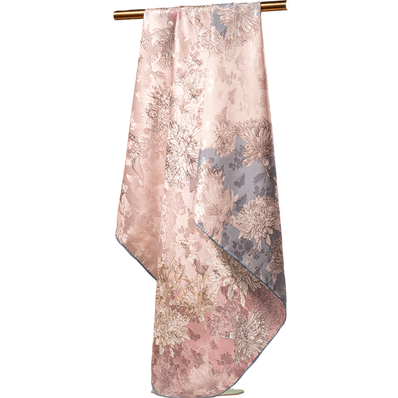 Shanghai Story 100% Mulberry Silk Double-Sided Printed Square Scarf Breathable Women's Gift for Mom Birthday Gift for Girlfriend