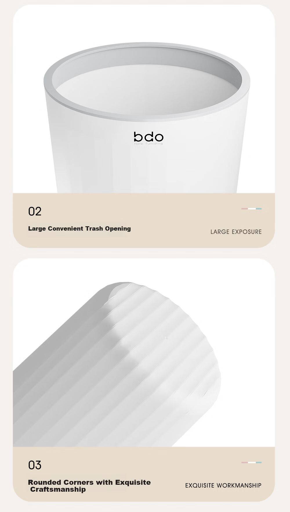 BDO Round Thickened Storage Bag Bucket Plastic Storage Basket Household Kitchen Bathroom Office Paper Bin 11