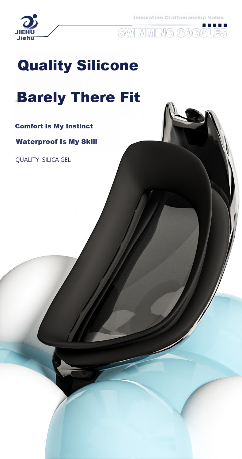 Jiehu Prescription Swimming Goggles Anti-Fog Waterproof High-Definition Adult Men Women Swim Cap Set 3