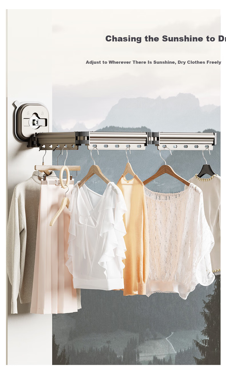 JEKO&JEKO Stainless Steel Telescopic Clothes Drying Rod Clothes Hanger Pole Forked Drying Rod 6