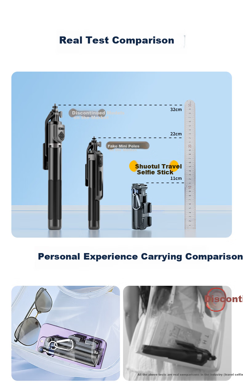 Samtogo Zoom Mini Selfie Stick Phone Holder Floor Tripod Compact Portable Travel Gadget 360° Rotating Stabilized Gimbal Follow Shooting Multifunctional All-in-One 2