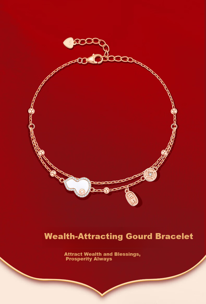 Grace Girl Diamond Fortune Gourd Bracelet Women Niche Chinese Style Light Luxury Jewelry Anniversary Birthday Gift for Girlfriend 1