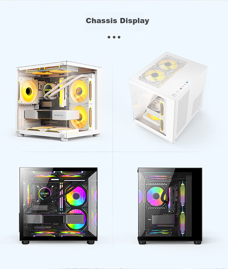 Ziyi Desktop Seaview Computer Case White No A-Pillar (Top 360mm Water Cooling/M-ATX Motherboard/9 Fan Slots/Long GPU) 13