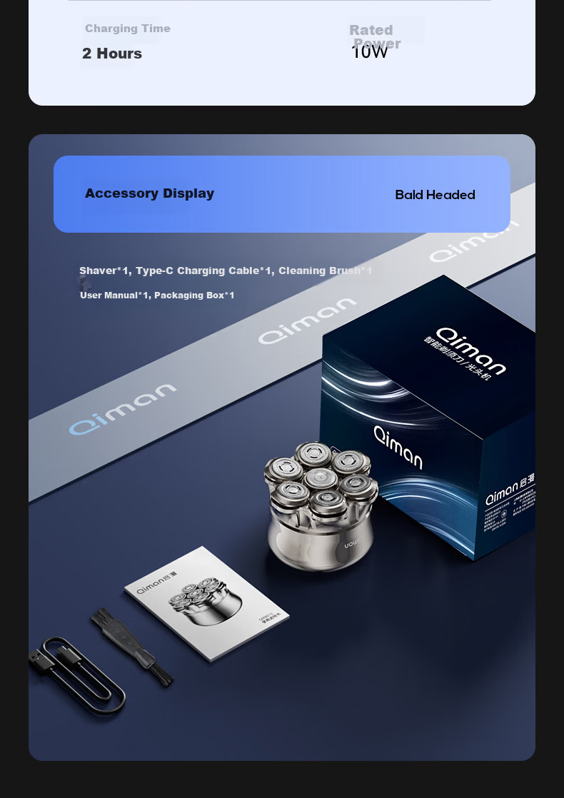 Qiman Hair Clipper for Shaving Head, Upgraded with 3 Power Levels, Men's Electric High-Power Shaver for Self-Shaving Head, New Model 2026, Father's Day Gift 15