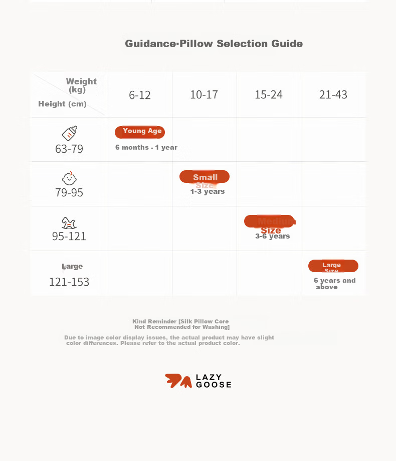 LAZY GOOSE Australian Cotton and Silk Pillow for Babies Over 6 Months, Infant Pillow Core for Ages 1-3-6, All-Season Baby Pillow 15
