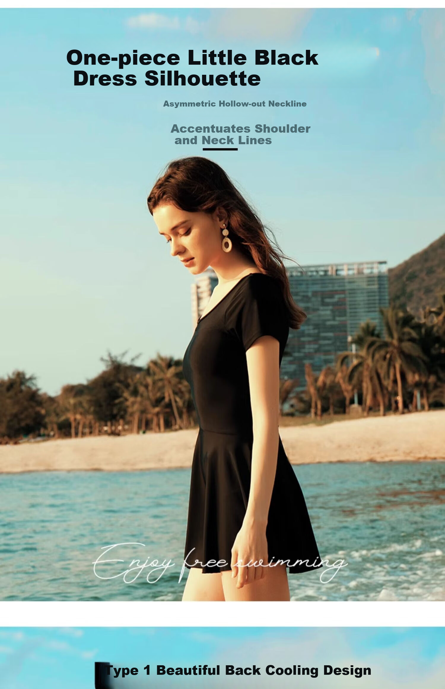 HEATWAVE Women's Swimsuit Summer 2025 New Sexy Black Hollow Strap Design L 4