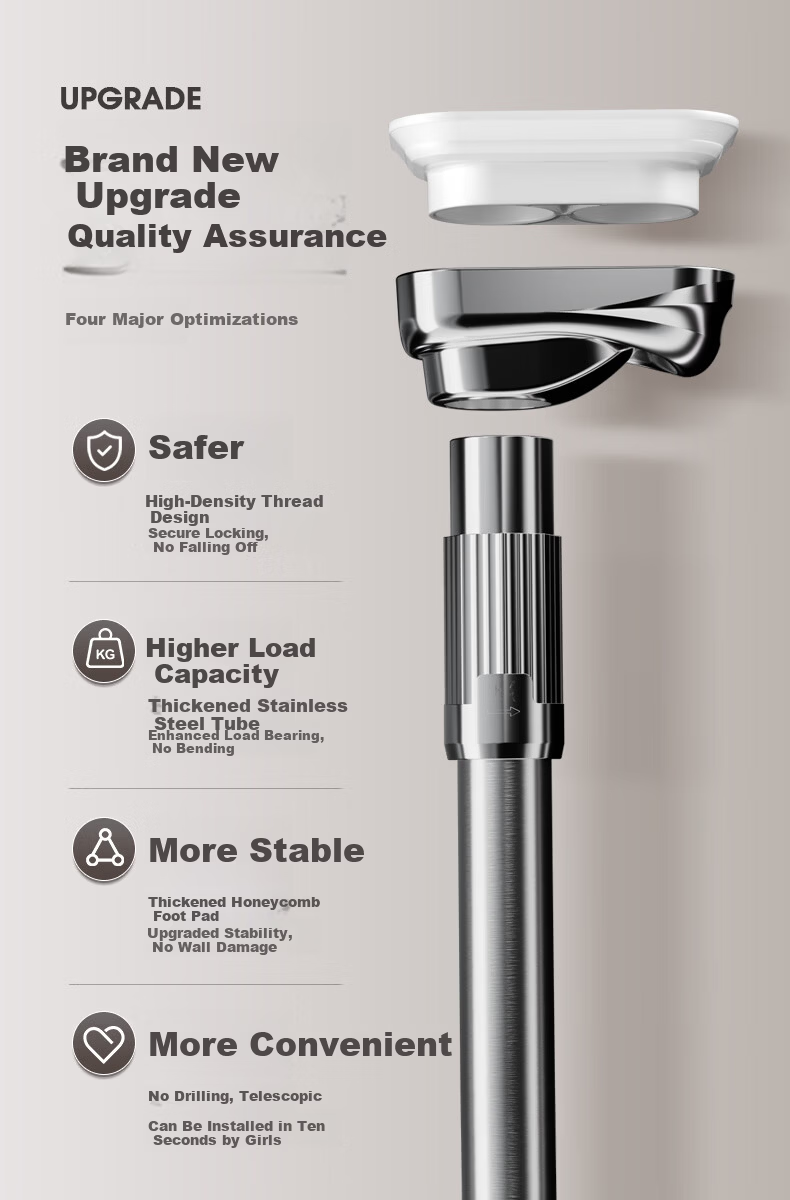 Cobbe No-Drill Telescopic Clothes Drying Rod Balcony Clothes Rack Support Rod Door Curtain Rod Hanging Rod Roman Rod 11