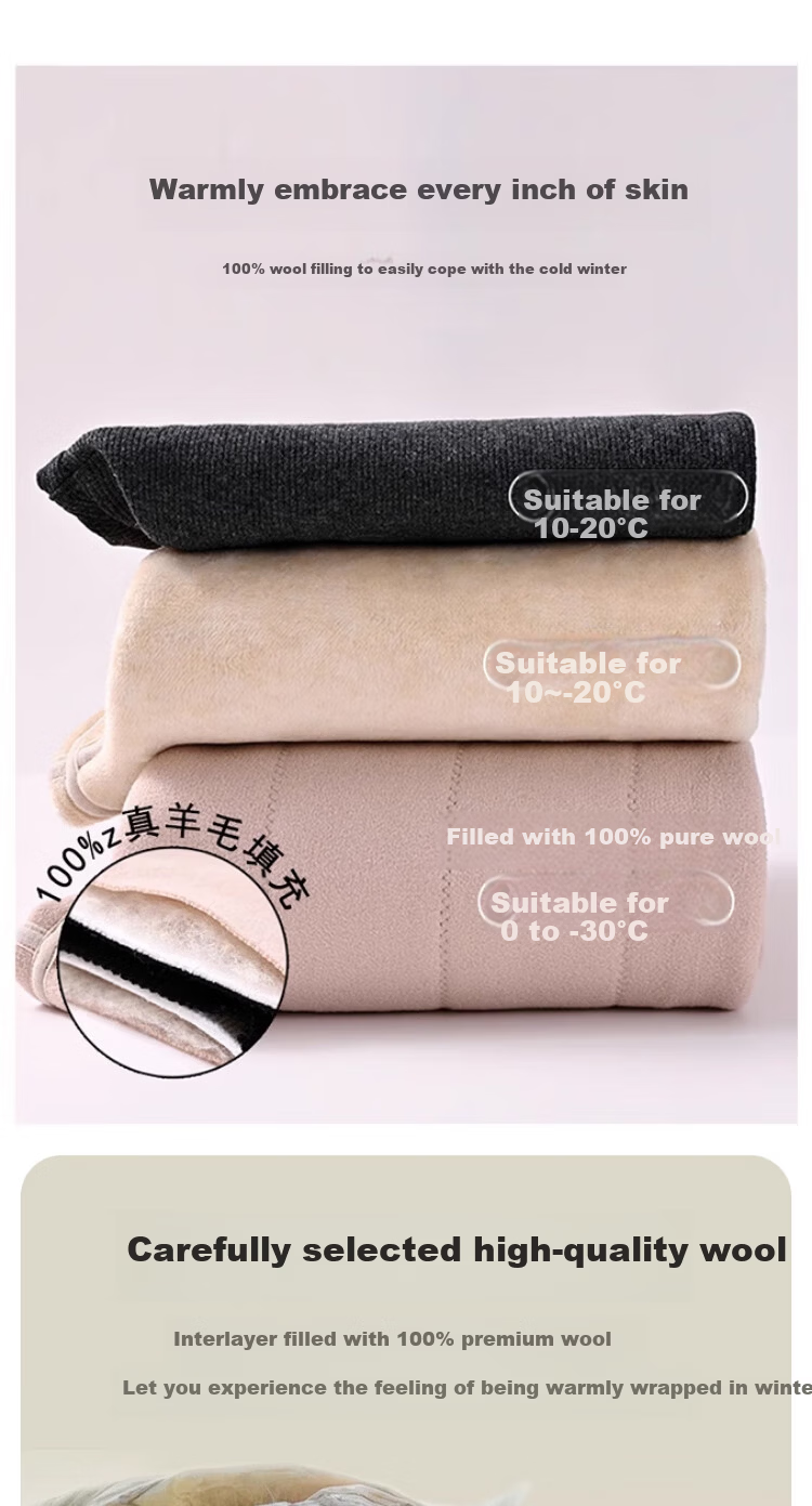 GUJIN Women's Wool Cotton Thermal Pants, Fleece-Lined Thickened High-Waist Slimming Leggings, Autumn Winter Warm Cotton Trousers 5