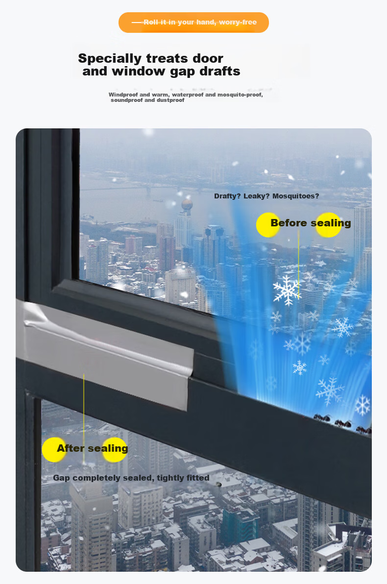 Cuttlefish Sliding Window Seal Strip Plastic Steel Door and Window Seal Strip 5m Windproof and Soundproof Gap Filler 5