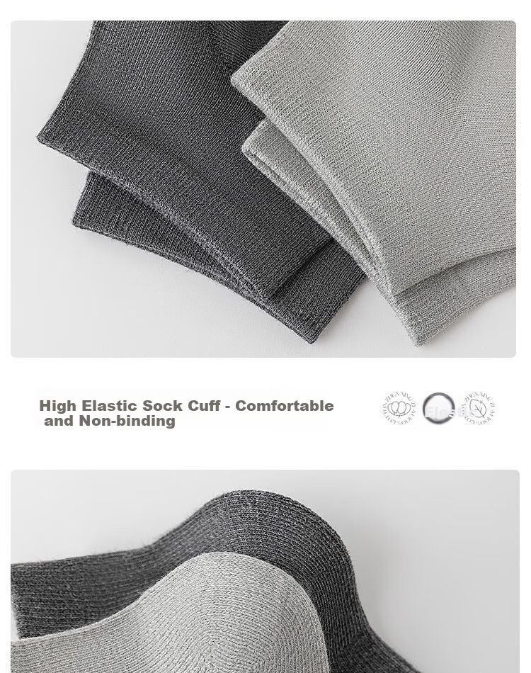 Yiershuang 100% Cotton Men's Summer Mesh Thin Short Socks Antibacterial Deodorant Breathable Sweat-Absorbing Boat Socks 11