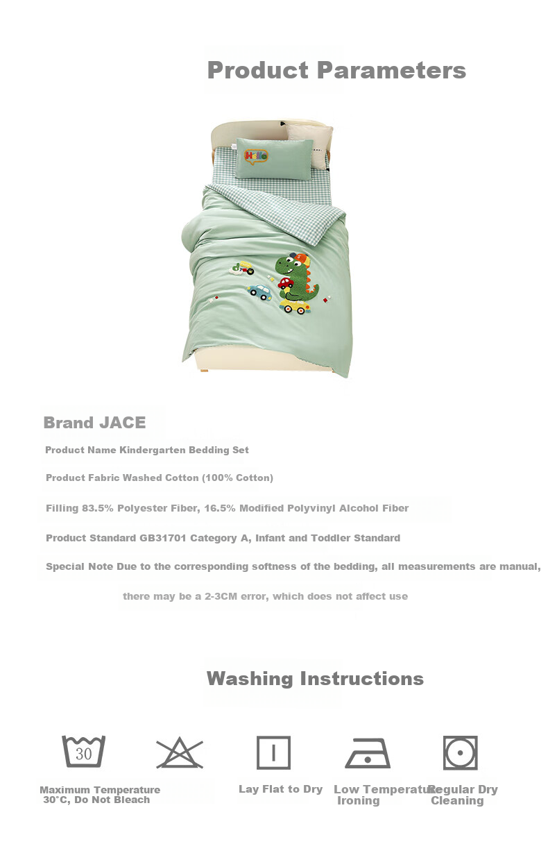 JaCe Kindergarten Quilt Washed Cotton Children's Four Seasons Student Quilt Set Three-Piece Carrot Little Rabbit 16