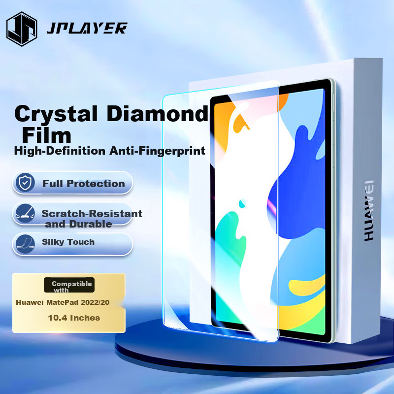 JPLAYER Tempered Glass Screen Protector for Huawei MatePad 10.4-inch 2020/2022 Edition, Full-Screen HD Anti-Fingerprint, Drop-Resistant, Scratch-Resistant Tablet Film