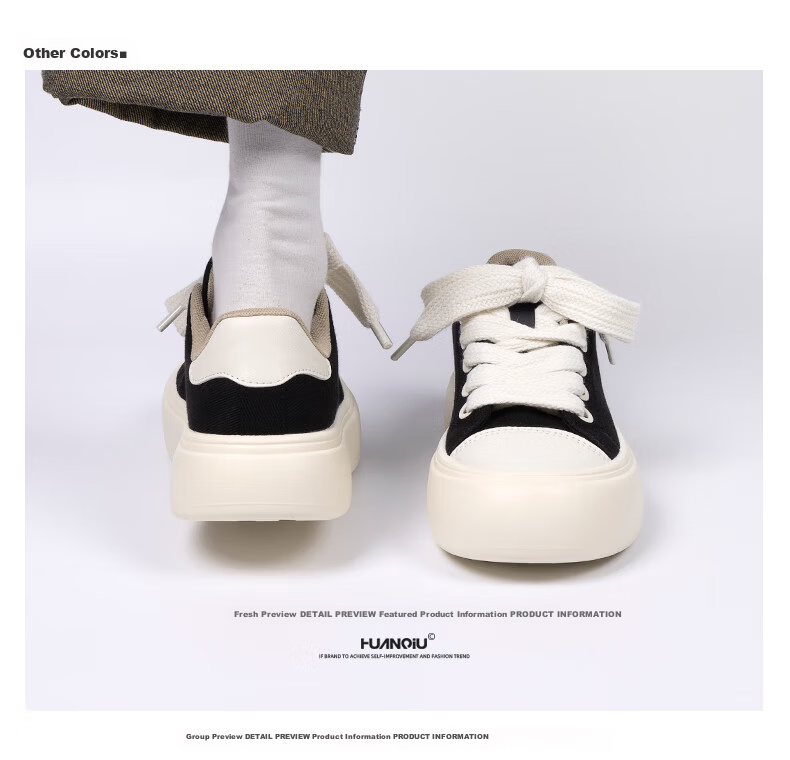 Global Black Canvas Shoes Men Spring Summer 2026 New Thick Sole Height Increasing Casual Sports Sneakers Men Couples White Shoes 19