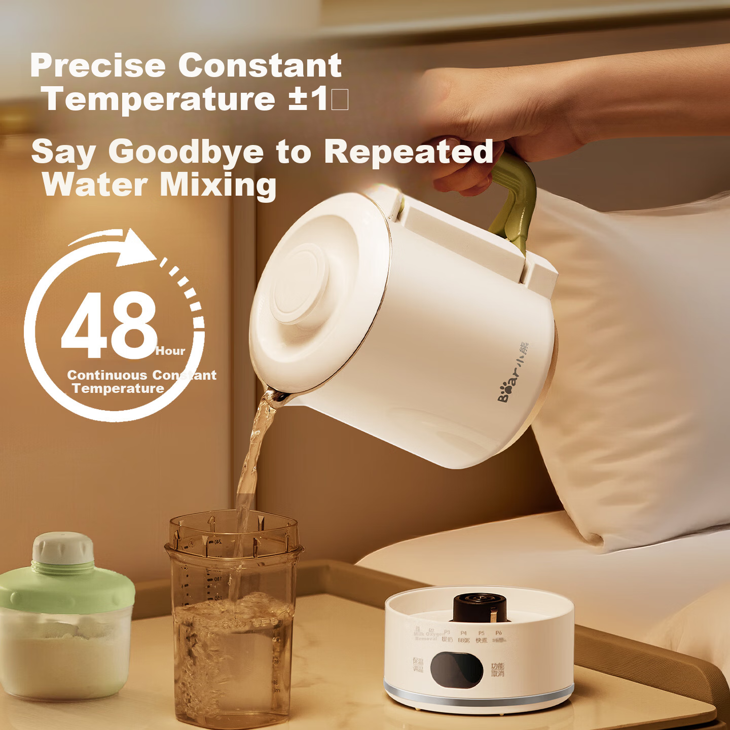 Bear Portable Thermos Cup Temperature Control Kettle Portable Electric Kettle Foldable Electric Kettle 0.6L
