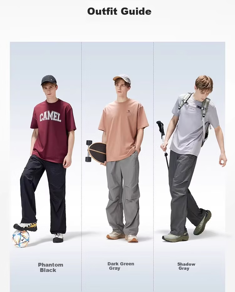 CAMEL [Wang Junkai's Choice] Outdoor Quick-Dry Pants, Spring And Summer Cool Breathable Sun Protection Wide-Leg Trousers, Hiking Paratrooper Pants 14