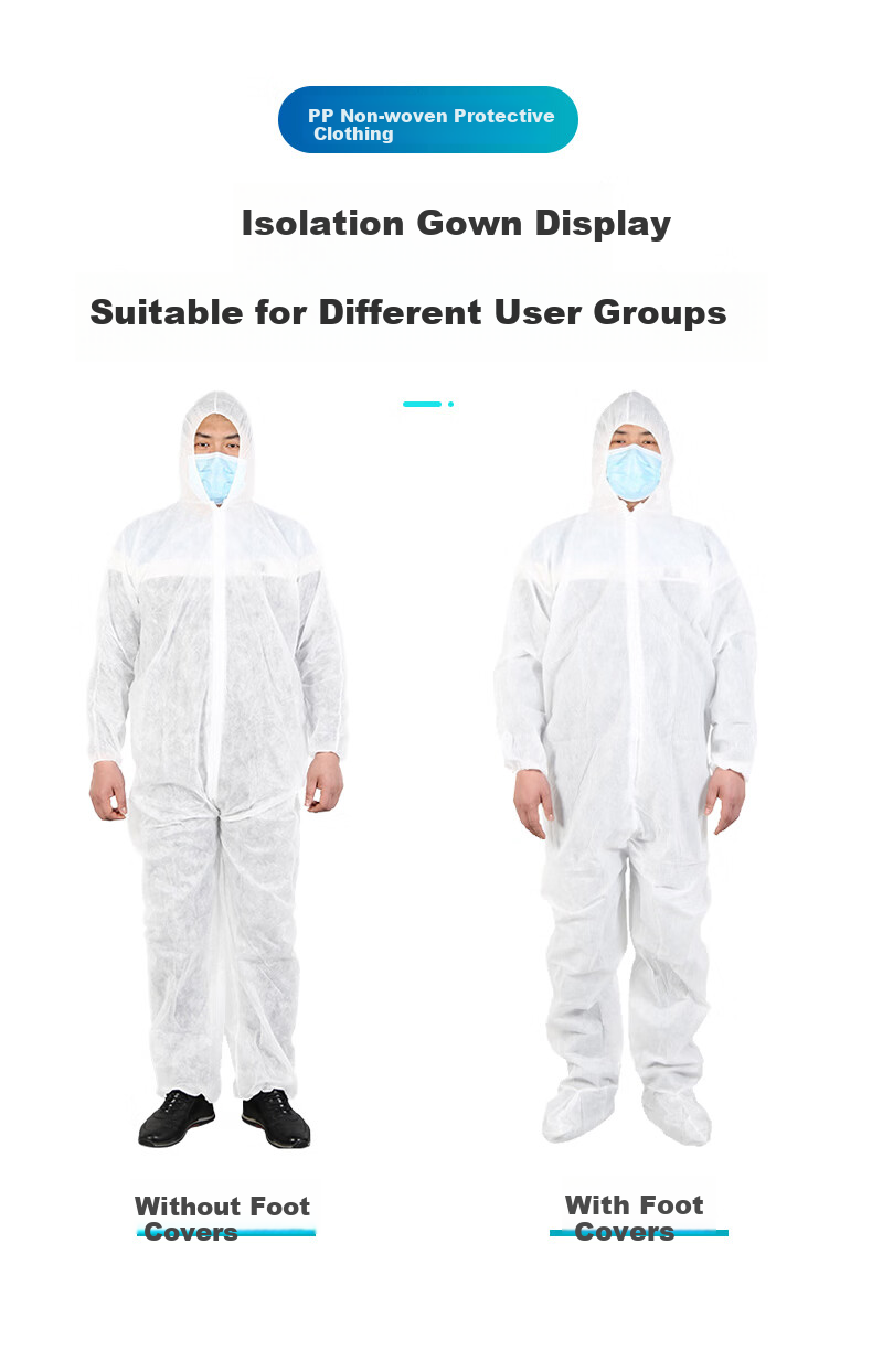 Disguiser Disposable Protective Coverall Non-woven Hooded Dustproof Isolation Suit for Farming Spray Painting Oil-resistant Full-body Workwear 2XL (180) White Hooded Without Foot Covers 12