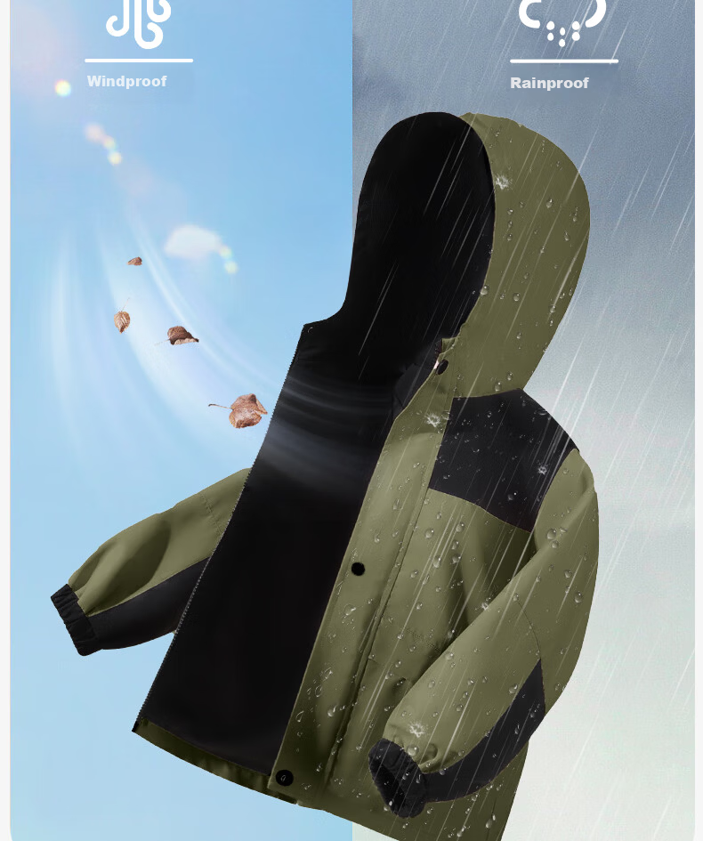 Baleno Children's Outdoor Jacket, Autumn And Winter 2026, Youth Outdoor Windproof And Waterproof Jacket, Three-In Fleece-Lined for Boys And Girls 4