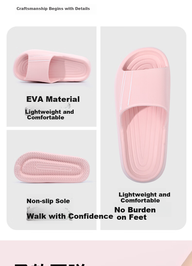 Grace Women's Indoor Non-Slip EVA Odor-Resistant Silent Slippers, Green, Size 38-39 8