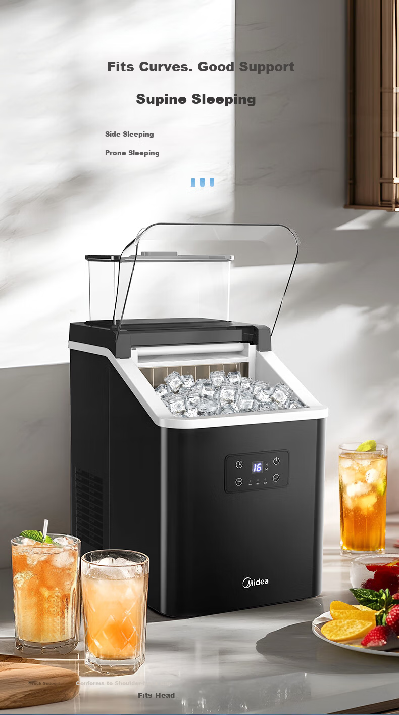 Midea Ice Maker Home Cube Ice Stainless Steel Mini Ice Machine Dormitory Ice Cube Automatic Cleaning Office Appointment Ice Making Cold Drink MBJ-20F17TE 3