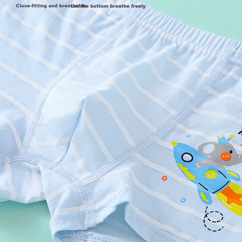 Freedom Series 100% Cotton Boys' Underwear Pure Cotton Class A Children's Boys' Full Cotton Boxer Shorts Mid to Large Boys' Trunks 3