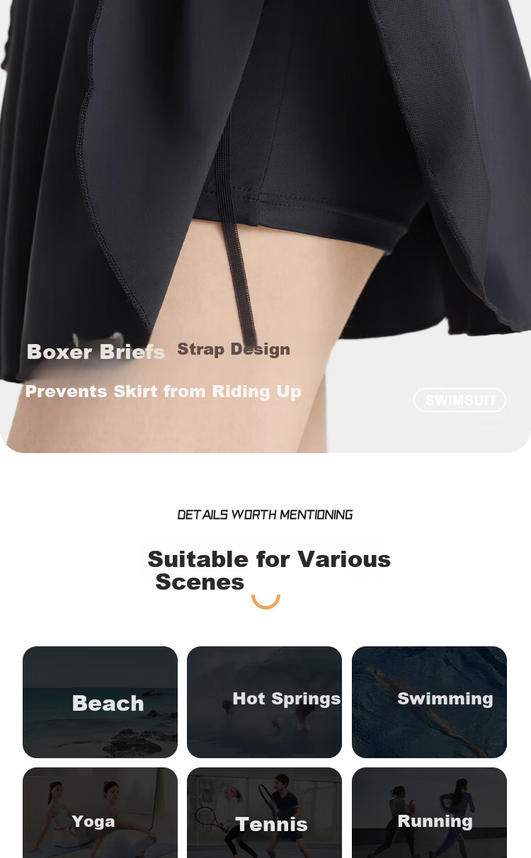 ANTA Women's Slim Waist Two-Piece Long Sleeve Swimsuit 2025 Vacation Hot Spring Slimming Conservative Swimwear M 10