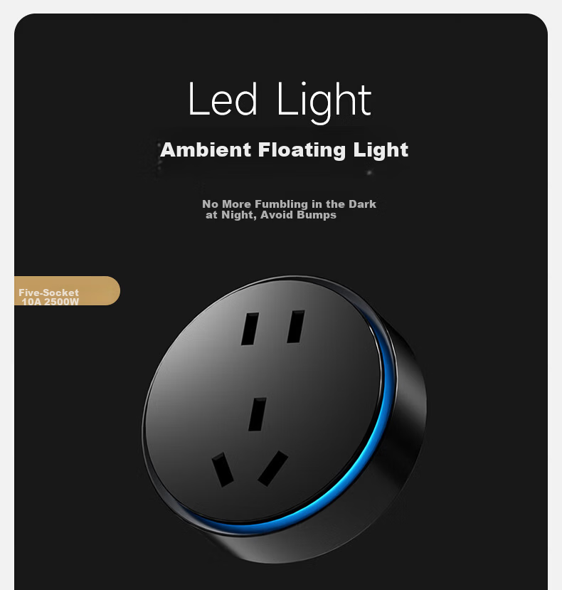 AUX Ultra-thin Track Power Strip Rail Socket Switch Surface-mounted Wall-mounted Sideboard High Power 16A + 10A Five-hole C6 Black Track 60cm 2