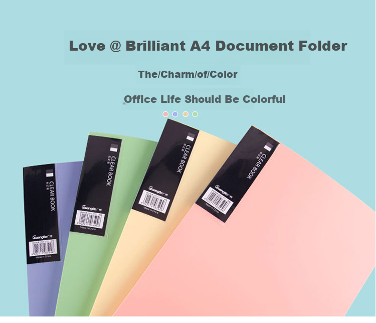 GuangBo 4-Pack 4-Color 30-Page A4 Document Folder/Color File Folder/Office Supplies Jingcai A9053 9