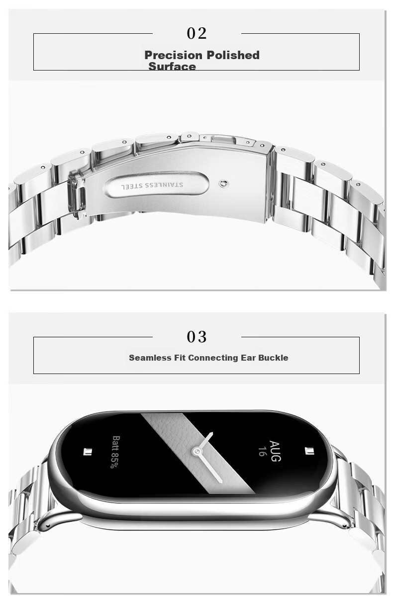 Binghong Compatible with Xiaomi Band 10, 11 Strap for Women And Men, Stylish Design, Metal Strap for Xiaomi Band 9, Ceramic Version Steel Strap for Xiaomi Band 8 4