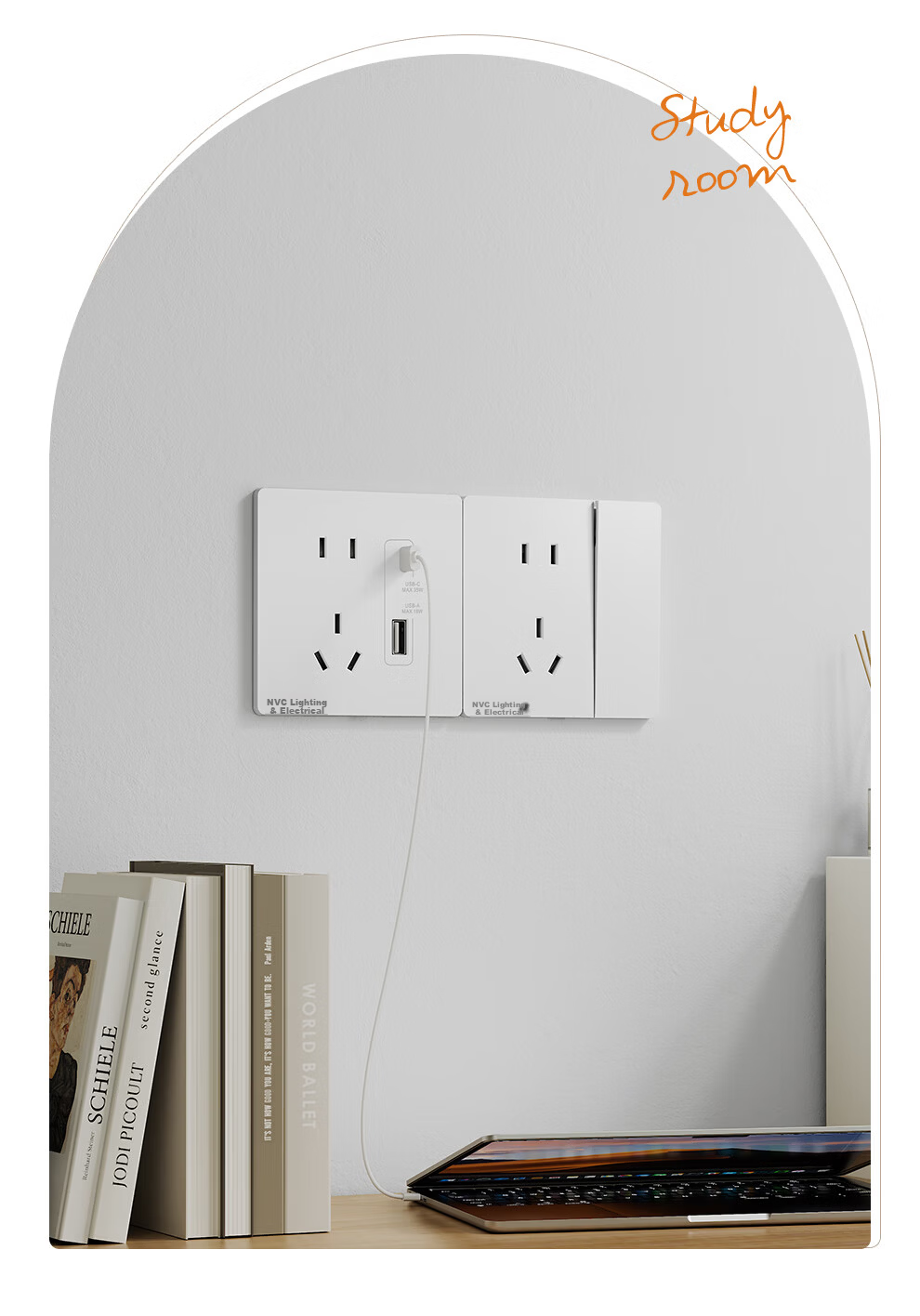 NVCleishidiangong Switch Socket, Two-Way Double Control Switch, 86-Type Ultra-Thin Panel Switch, N29 White 9