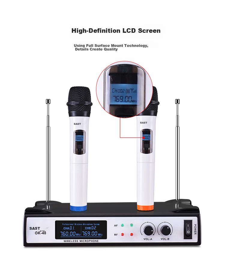SAST Wireless Microphone System, Dual-Channel UHF Wireless Microphones for Professional Teaching, Performance, Home Karaoke, Meetings, Stage Hosting, And KTV Use 7