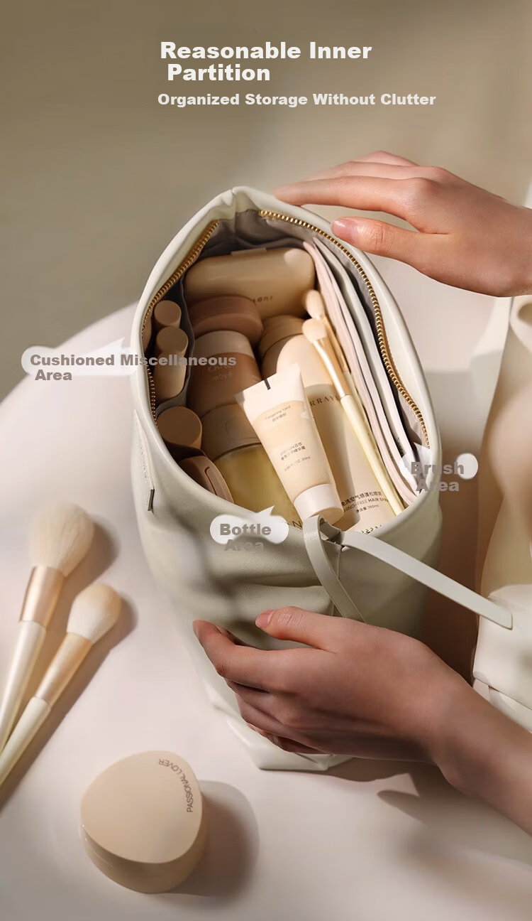 Banjeni Travel Makeup Bag Large Capacity Portable Handheld Cosmetic Organizer with Compartments for Men and Women Luggage Pouch 8