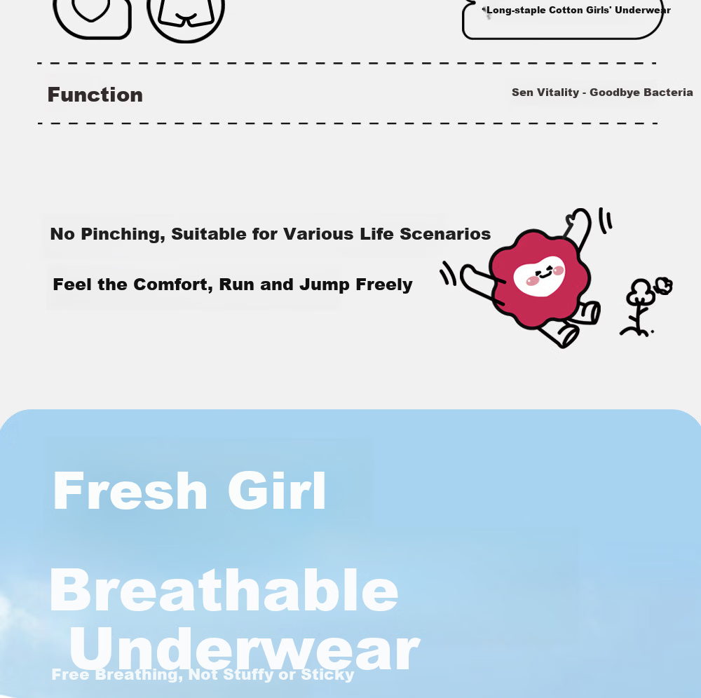 Yilanfan Women's Cotton Antibacterial Mid-Waist Boyshorts Four-Point Underwear for Girls Students 1