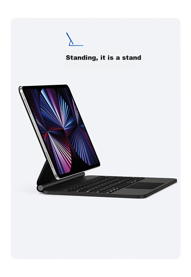 Soyin Wireless Keyboard for Apple iPad Pro 13-inch 2025/24 Model Integrated Bluetooth Magnetic Floating Dual-Sided Clip Touchpad Case 8