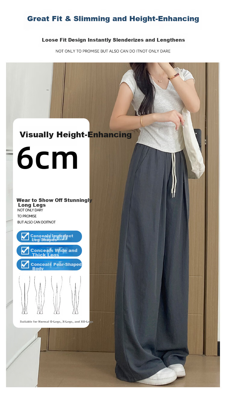 FitonTon Ice Silk Wide-Leg Pants for Women 2026 Summer Thin Draped Milk Fabric Yamamoto Style Loose Slim Casual Trousers 6