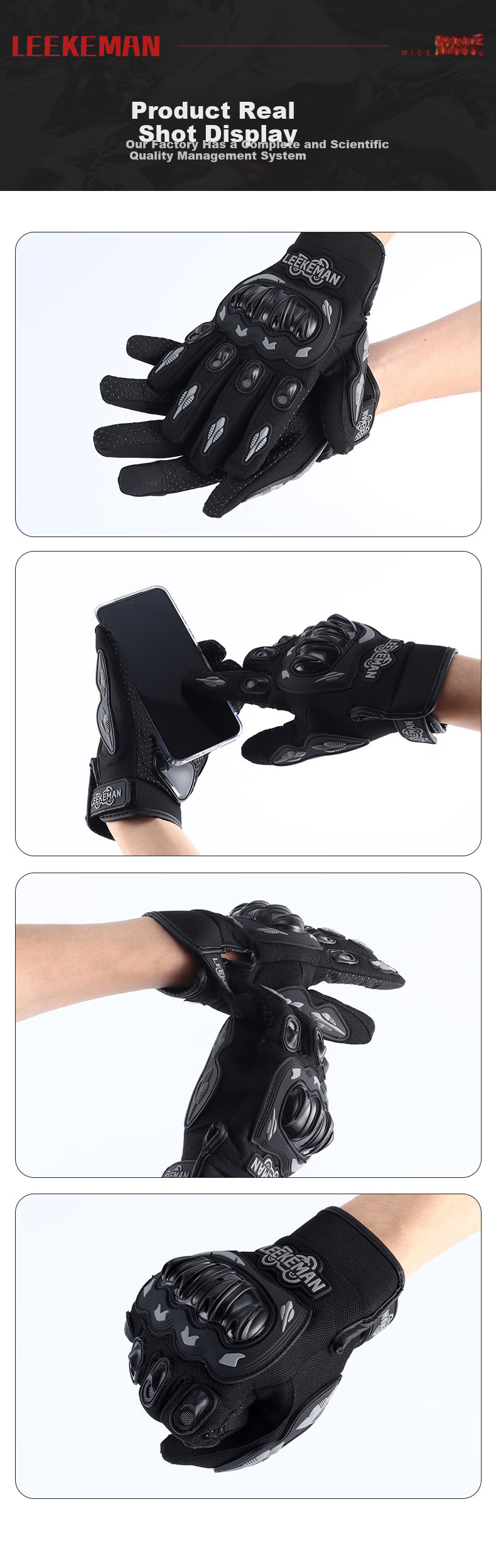 Chegui Mu Riding Motorcycle Gloves Windproof Anti-fall Motorbike Four Seasons Protective Full Finger Touchscreen XL 11