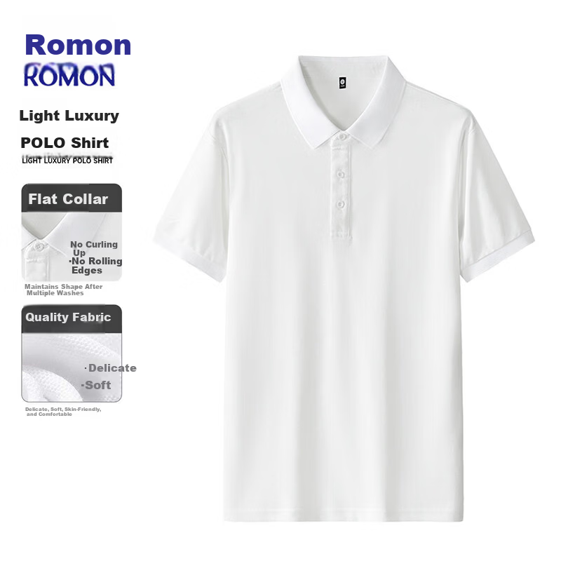 ROMON Short Sleeve Polo Shirt Summer 210G Cotton-Like Pique Mesh Breathable Ice Cool Fashion T-Shirt Casual Base Layer