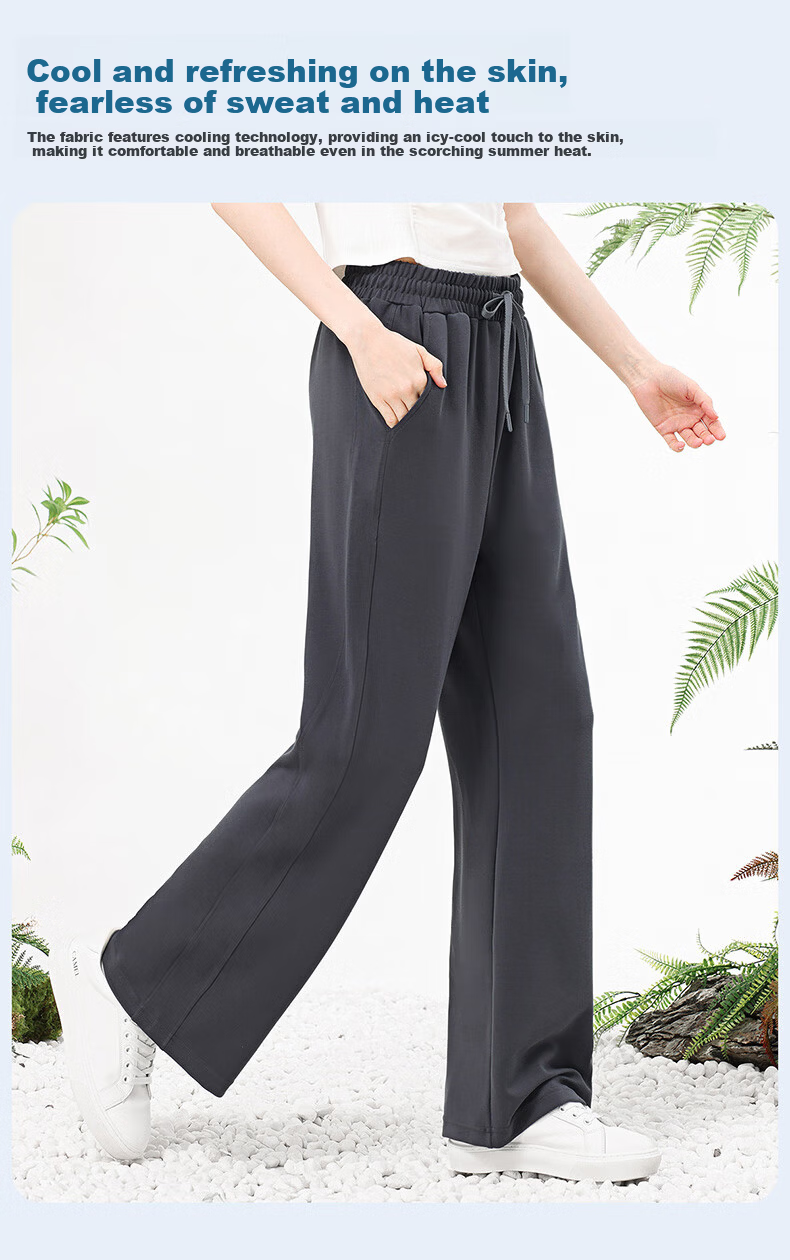 CAMEL Straight-Leg Knit Women's Pants Stretch Casual Sun-Protective Sports Trousers Y25BA0L6002 Phantom Black XXL 6