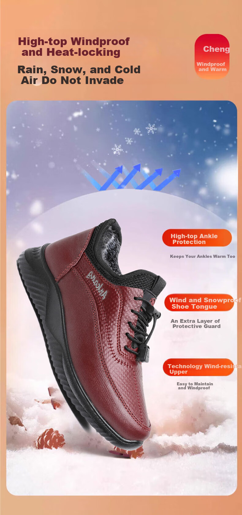 Anglerfish Old Beijing Women's Cloth Shoes Cotton Shoes Winter Warm Fleece Thickened Cotton Boots Casual Mom Shoes A8005 Red 35 2