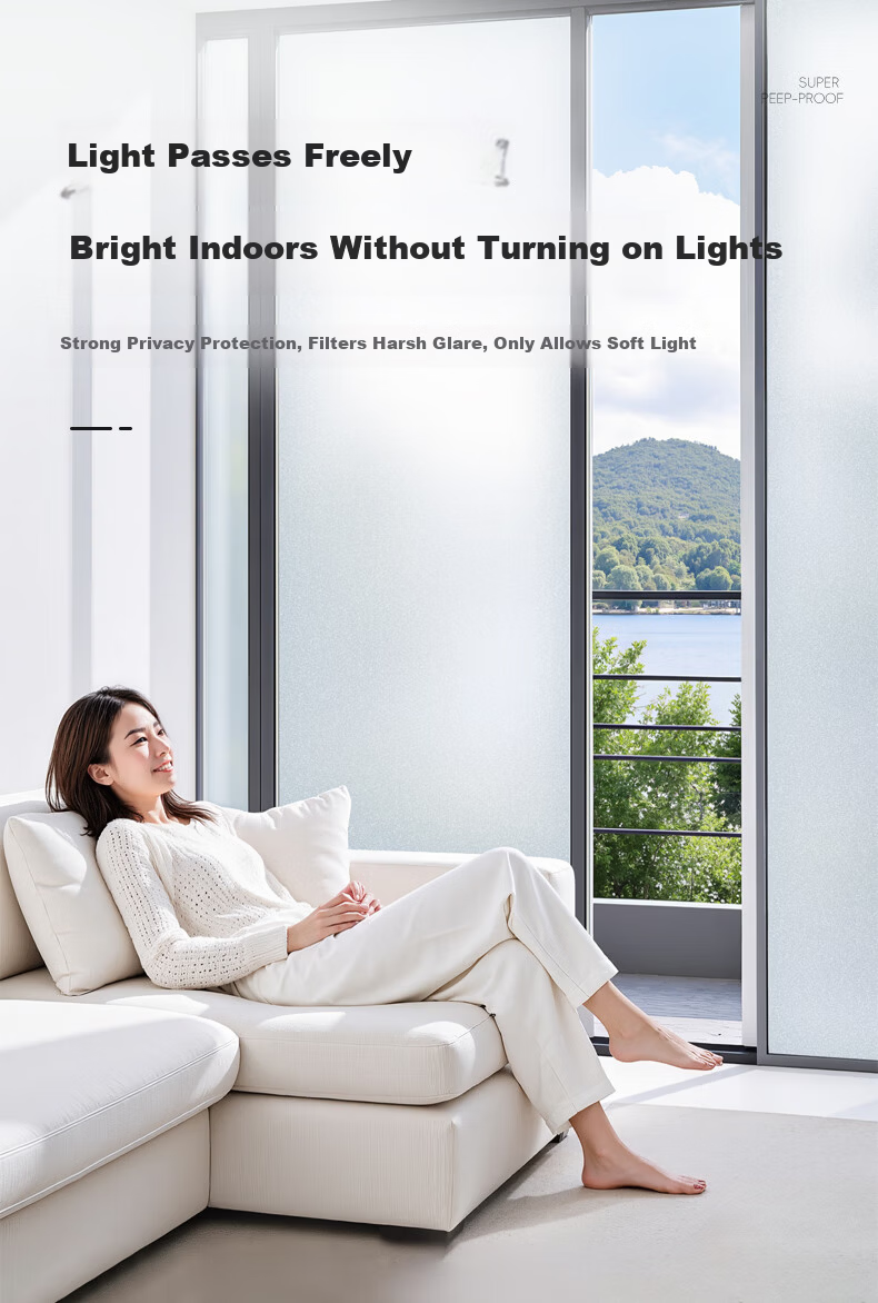 Jinlongxing Frosted Privacy Glass Film Anti-Peeping Light-Transmitting 0.9*3m for Bathroom Toilet 9