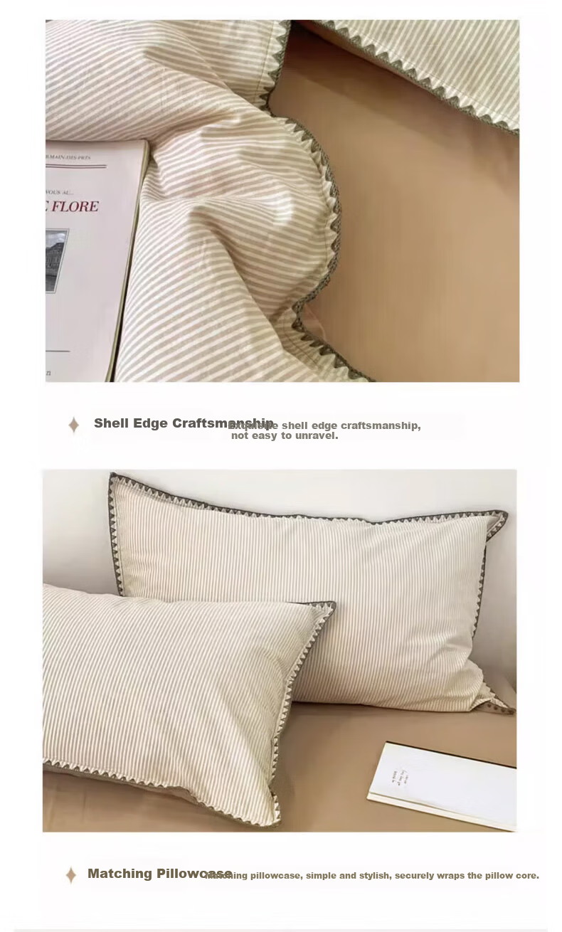 MUJI 100% Cotton Shell Embroidered Printed 4-Piece Bedding Set 200x230cm 6