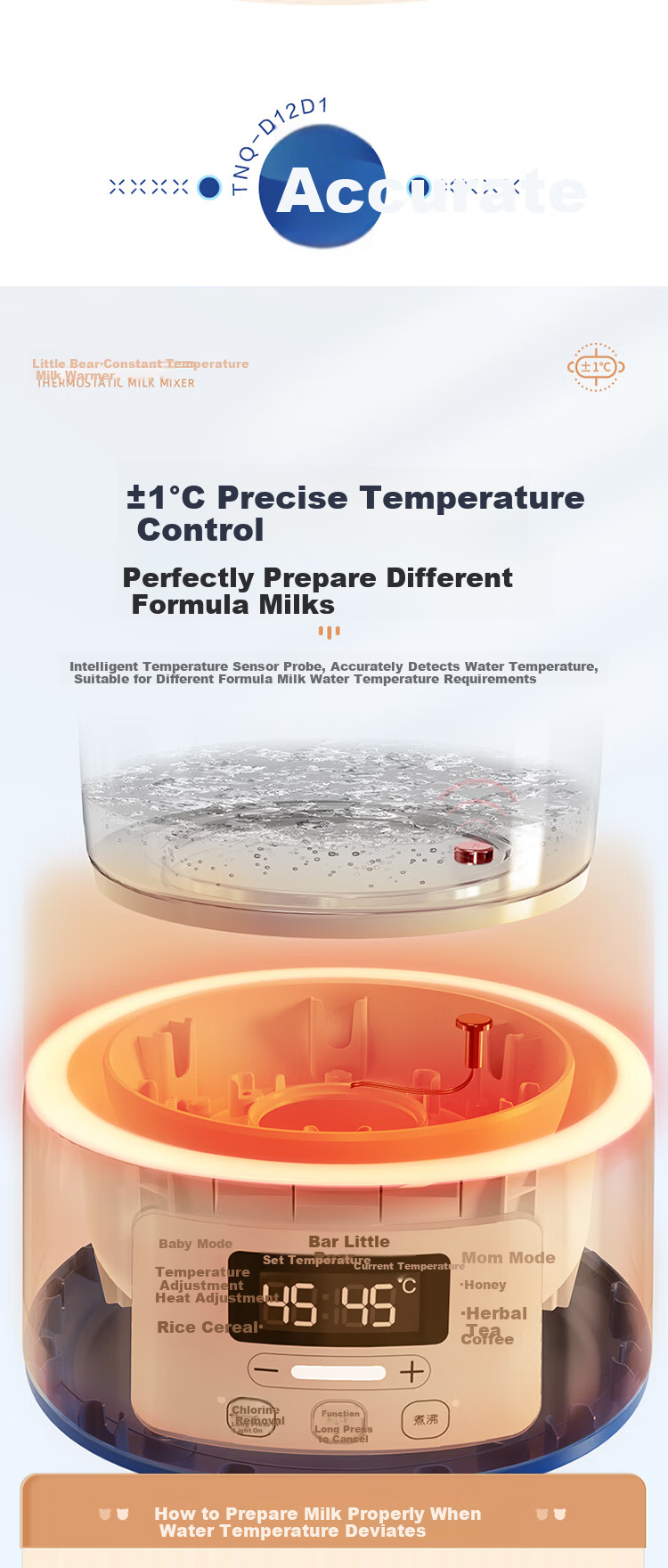 Bear Constant Temperature Kettle for Babies, Milk Formula Maker, Water Boiler, Hot Water Pot, Ultra-Fast Air Cooling 1.3L 6