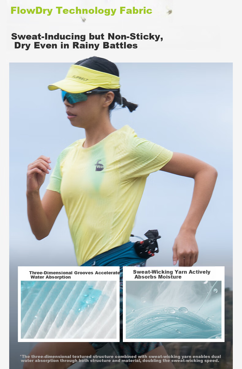 Feibit [Wind Tunnel Short Sleeve 4.0] Quick-Dry Breathable Marathon Training T-Shirt Frost Blue L 2