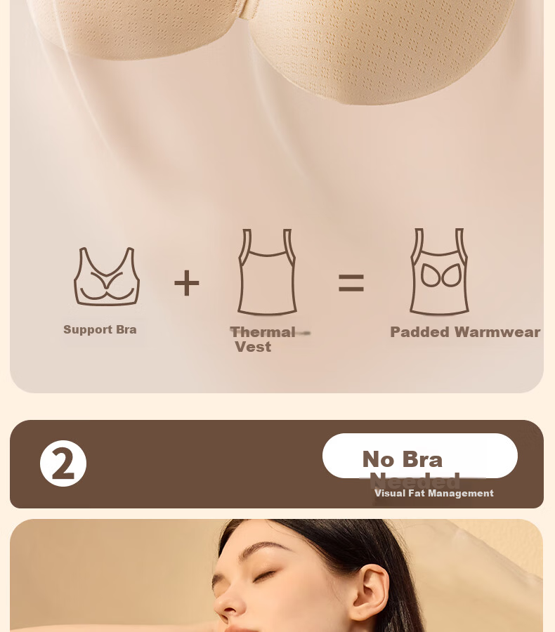 GRACEWELL Shaping Thermal Body Shaping Vest Abdomen Control Push-Up Bra-Free Brushed Anti-Static Mocha Brown M 7