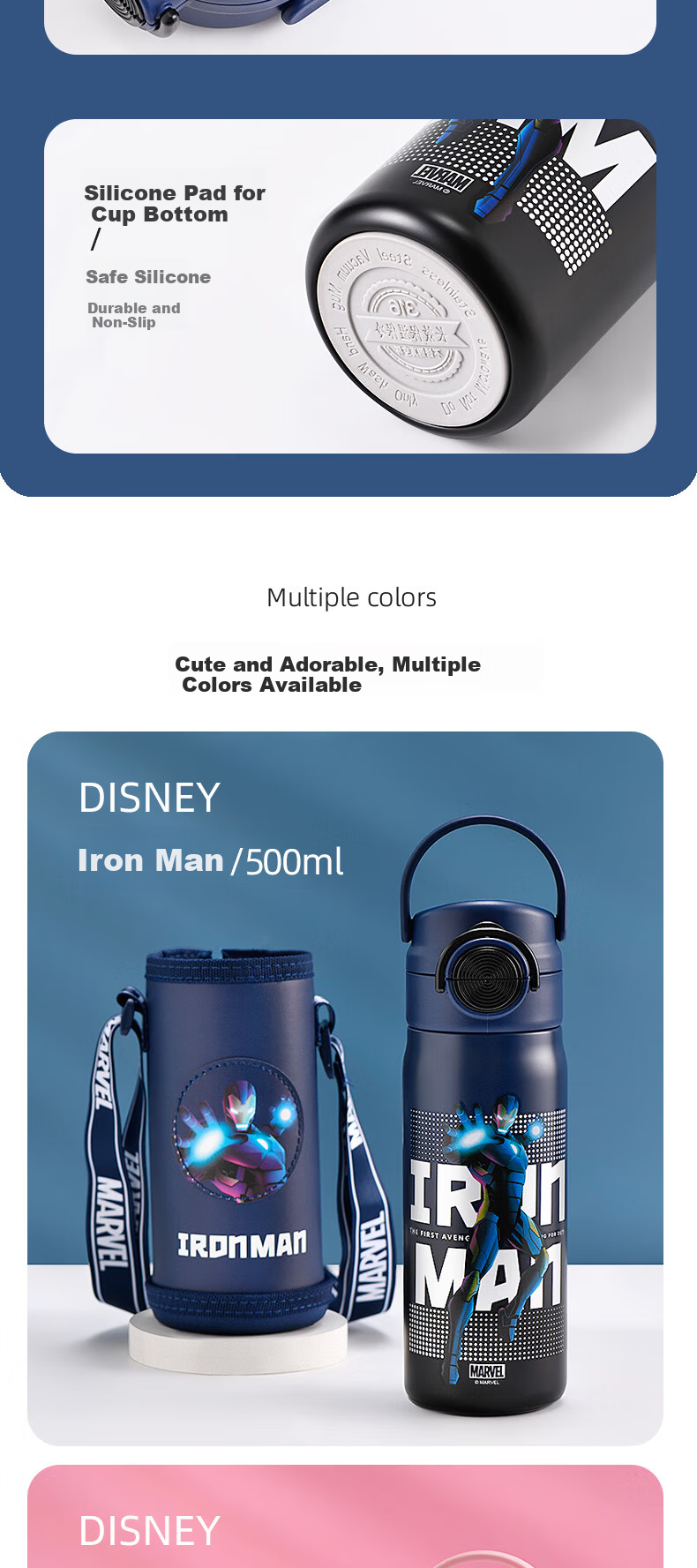 Dishini Water Bottle, 316 Stainless Steel Insulated Cup, Hot And Cold Cup, 500ML Capacity, Dual-Use Children's Water Bottle, 6657 Froze 5